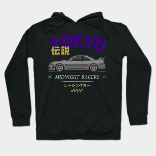 Midnight Racer Silver Skyline R33 GTR JDM Hoodie